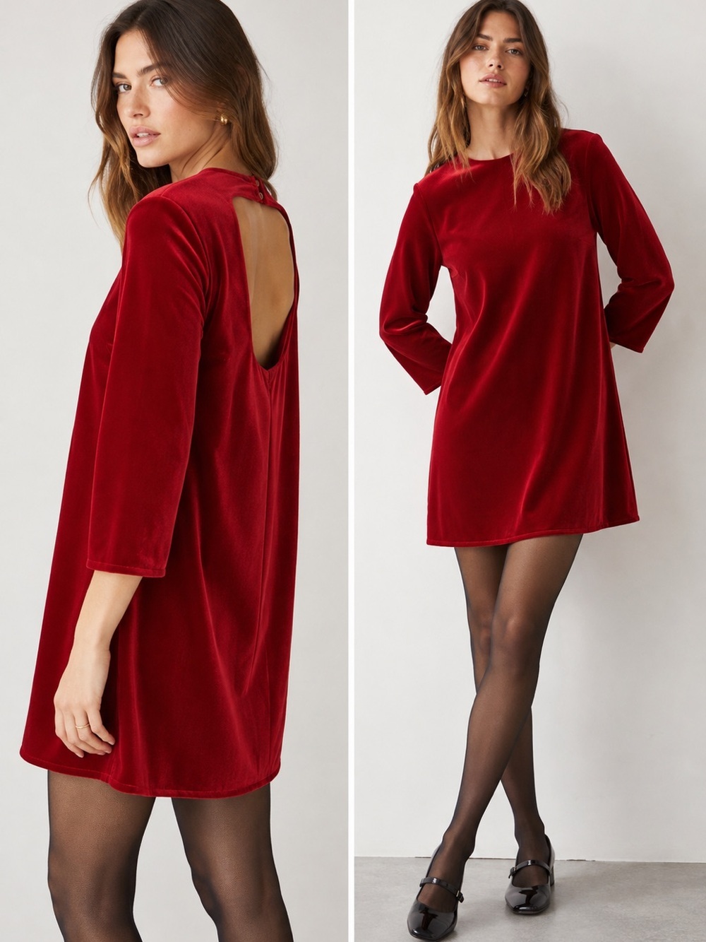 NWT & Other Stories Red Velvet A-Line Open Back Mini Party Dress size 2